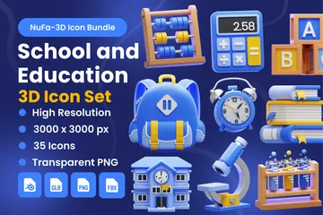 School And Education 3D Icon Pack