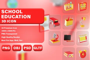 School And Education 3D Icon Pack