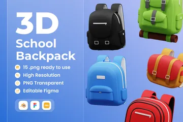 School Backpack 3D Icon Pack