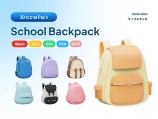 School Backpack 3D Icon Pack