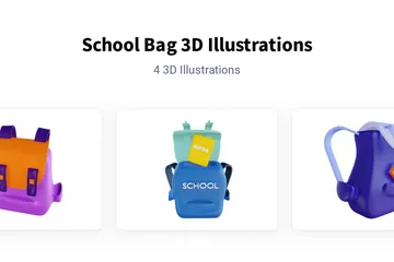 School Bag 3D Illustration Pack