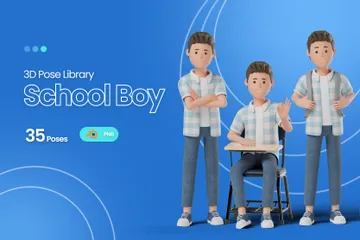 School Boy 3D Illustration Pack