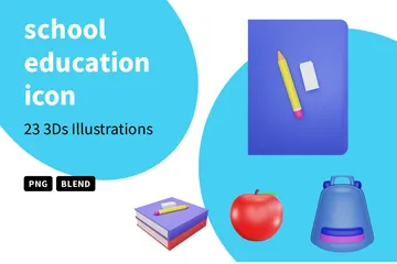 School Education 3D Icon Pack