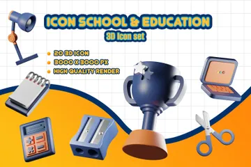 School Education 3D Icon Pack