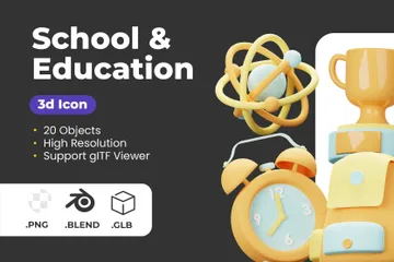 学校教育 3D Iconパック