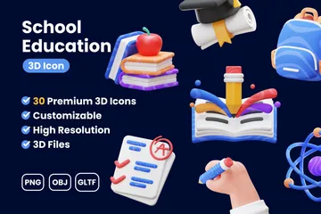 学校教育 3D Iconパック