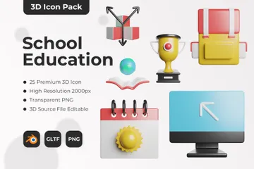 School Education 3D Icon Pack