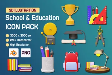 School & Education 3D Icon Pack