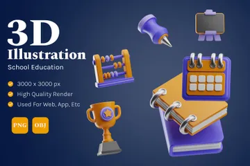 School Education 3D Icon Pack