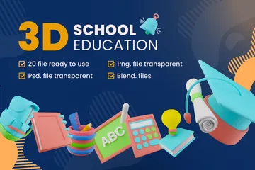 School Education 3D Icon Pack