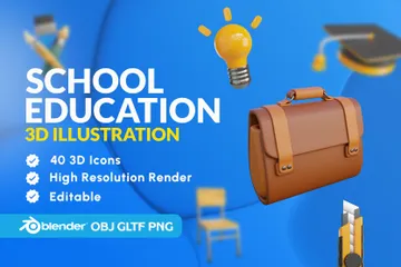 学校教育 3D Iconパック