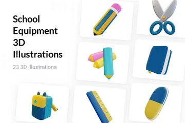 School Equipment 3D Illustration Pack