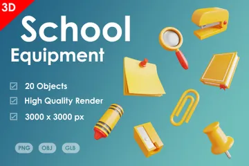 School Equipment 3D Icon Pack