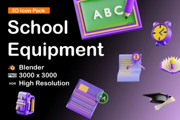 School Equipment 3D Icon Pack