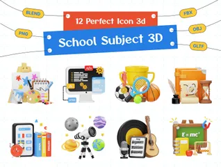 School Subject 3D Icon Pack