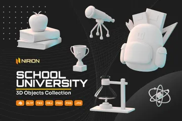 School University 3D Icon Pack