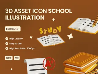 学校 3D Iconパック