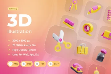 Schreibwaren 3D Icon Pack