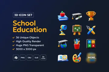 Schulische Ausbildung 3D Icon Pack
