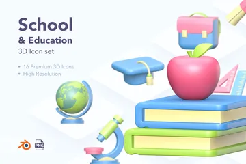 Schulische Ausbildung 3D Illustration Pack