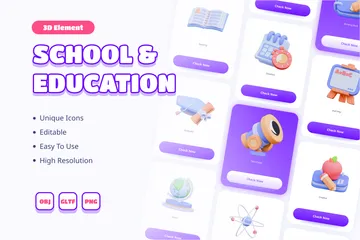 Schulische Ausbildung 3D Icon Pack