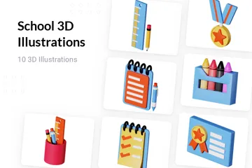 Schule 3D Illustration Pack