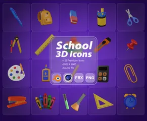 Schule 3D Icon Pack