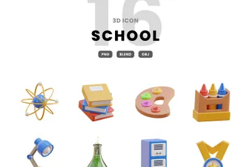 Schule 3D Icon Pack