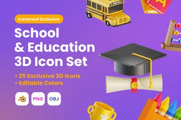 Schule und Bildung 3D Illustration Pack