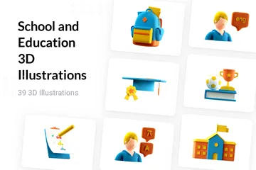 Schule und Bildung 3D Illustration Pack