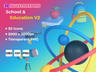 Schule und Bildung 3D Icon Pack
