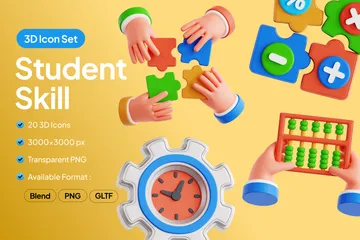 Fähigkeiten der Schüler 3D Icon Pack