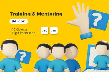 Schulung und Mentoring 3D Icon Pack