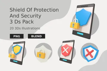 Schild des Schutzes und der Sicherheit 3D Icon Pack