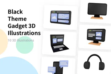 Schwarzes Themen-Gadget 3D Illustration Pack