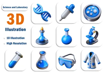 科学と実験室 3D Iconパック