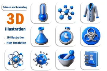 Science And Laboratory 3D Icon Pack