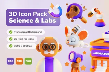 Science et laboratoires Pack 3D Icon