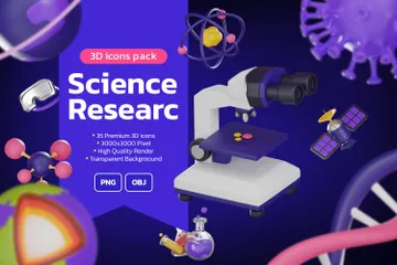 Science Research 3D Icon Pack