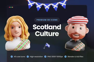 スコットランドの文化 3D Iconパック