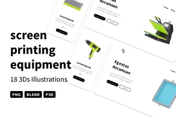 Screen Printing Equipment 3D Icon Pack