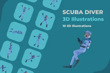 Scuba Diver 3D Illustration Pack
