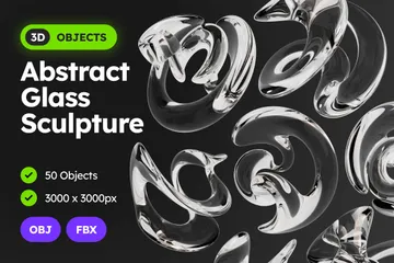 Sculpture en verre abstraite Pack 3D Icon