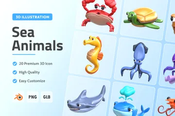Sea Animals 3D Icon Pack