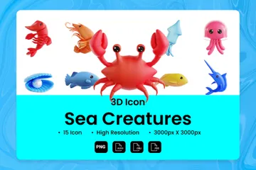 Sea Creature 3D Icon Pack
