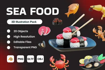 Sea Food 3D Icon Pack