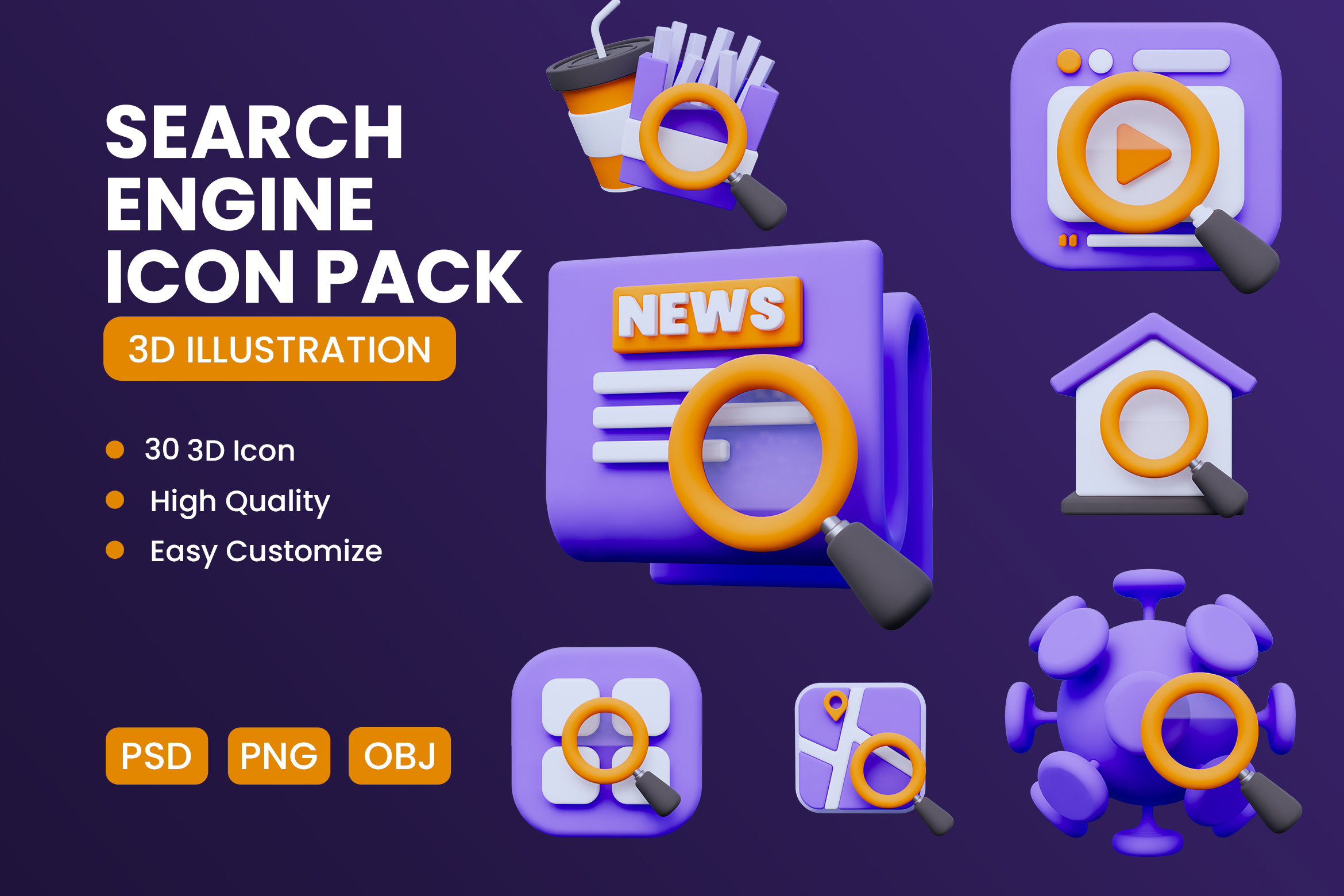 Premium Search Engine 3D Illustration Pack From Seo & Web 3D Illustrations