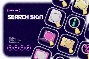 Search Sign 3D Icon Pack