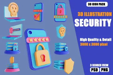 Sécurité Pack 3D Illustration