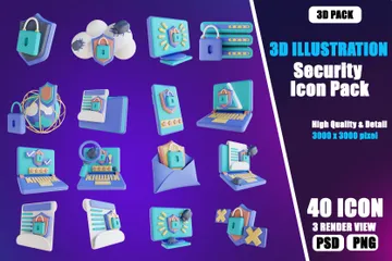 Sécurité Pack 3D Illustration